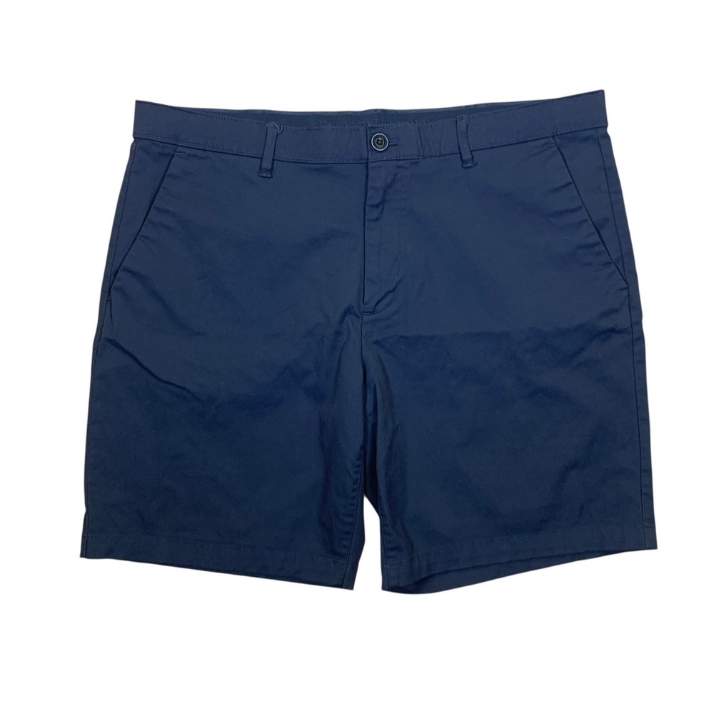 English Laundry Navy Flat Front Chino‎ Shorts Stretch Casual Men 38